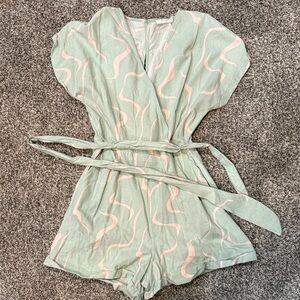 Lush Mint and Pink Swirl Romper